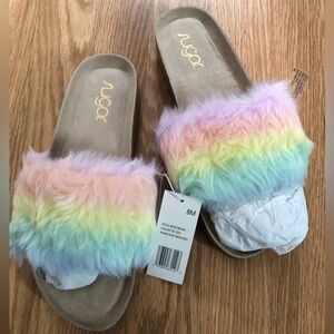 Sugar Multicolor Fuzzy Slide Sandals